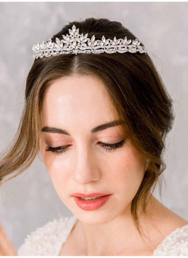 SWEETV Rhineshtone Wedding Tiara For Bride & Flower Girls Princess Tiara Headband Bridal Crown Bridal Hair Accessories For Women Silver+Clear  - Image 3
