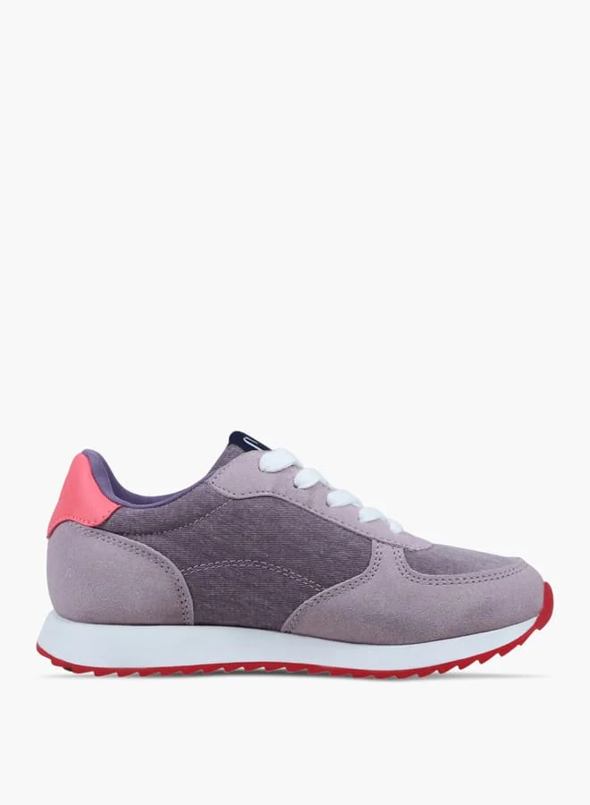 Girls' Panelled Sneakers with Lace-Up Closure