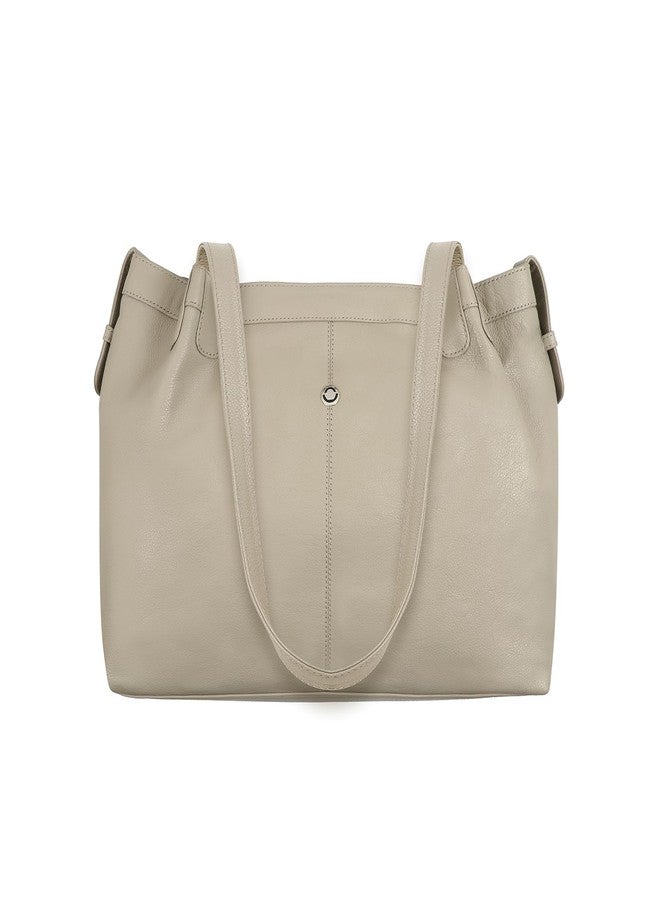OMAX Genuine Leather Women�s Top Handle Tote Handbag � Stylish,Classic, Elegant, and Spacious Durable Everyday Bag-FL33 (Beige) - Image 2