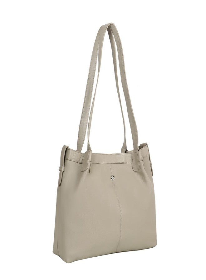 OMAX Genuine Leather Women�s Top Handle Tote Handbag � Stylish,Classic, Elegant, and Spacious Durable Everyday Bag-FL33 (Beige) - Image 5