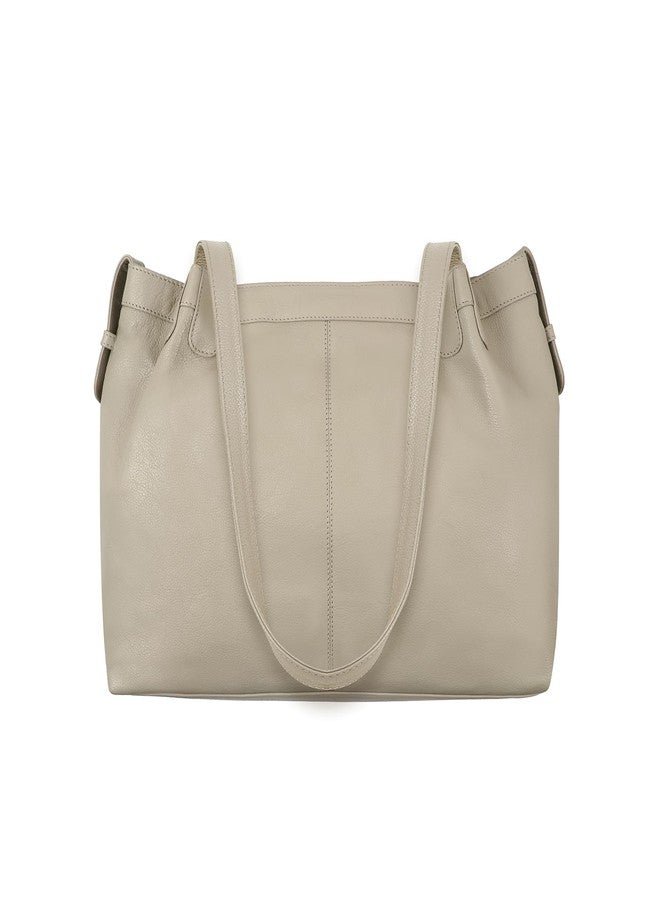 OMAX Genuine Leather Women�s Top Handle Tote Handbag � Stylish,Classic, Elegant, and Spacious Durable Everyday Bag-FL33 (Beige) - Image 1