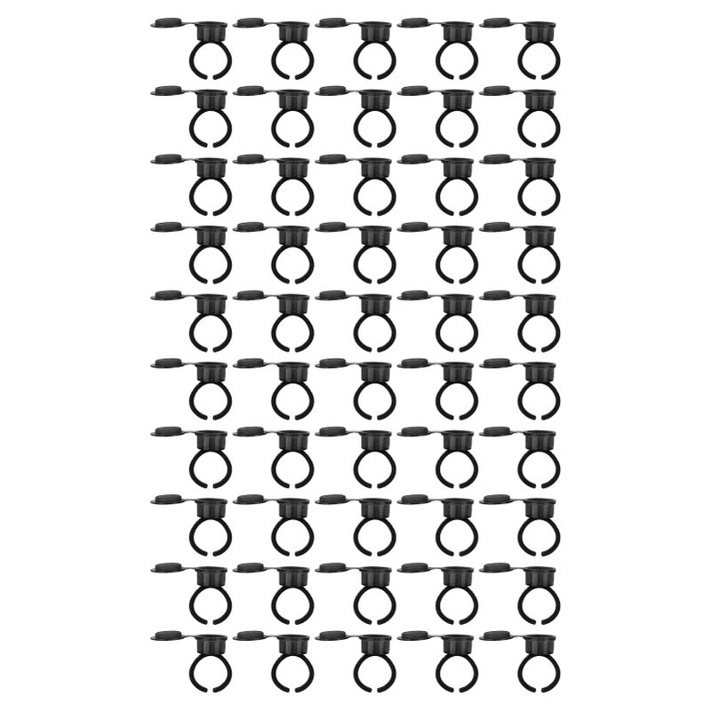 50Pcs Microblading Pigment Ring Cups with Cover for Tattoo Ink Semi Permanent Makeup Eyebrow Glue Container Black - Image 1
