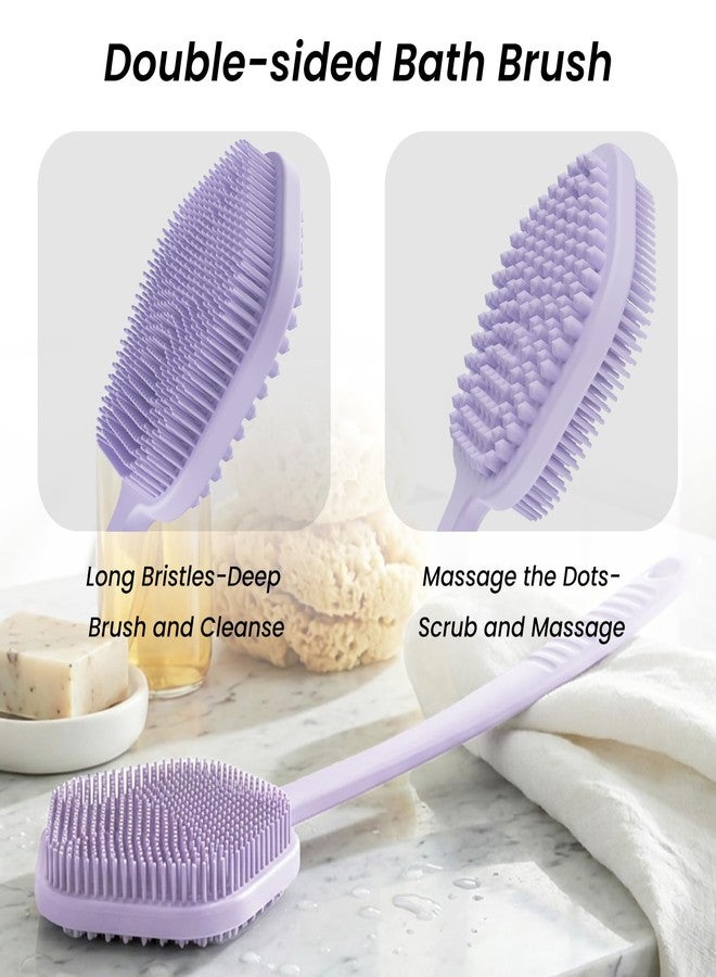 Redfly Silicone Back Scrubber for Shower Brush, 17 inch Long Handled Silicone Body Scrubber for Men & Women, Double Sided Shower Scrubber for Body Brush Exfoliator and Massage, Purple - Image 3