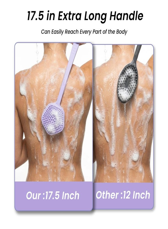 Redfly Silicone Back Scrubber for Shower Brush, 17 inch Long Handled Silicone Body Scrubber for Men & Women, Double Sided Shower Scrubber for Body Brush Exfoliator and Massage, Purple - Image 4