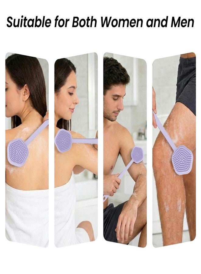 Redfly Silicone Back Scrubber for Shower Brush, 17 inch Long Handled Silicone Body Scrubber for Men & Women, Double Sided Shower Scrubber for Body Brush Exfoliator and Massage, Purple - Image 5