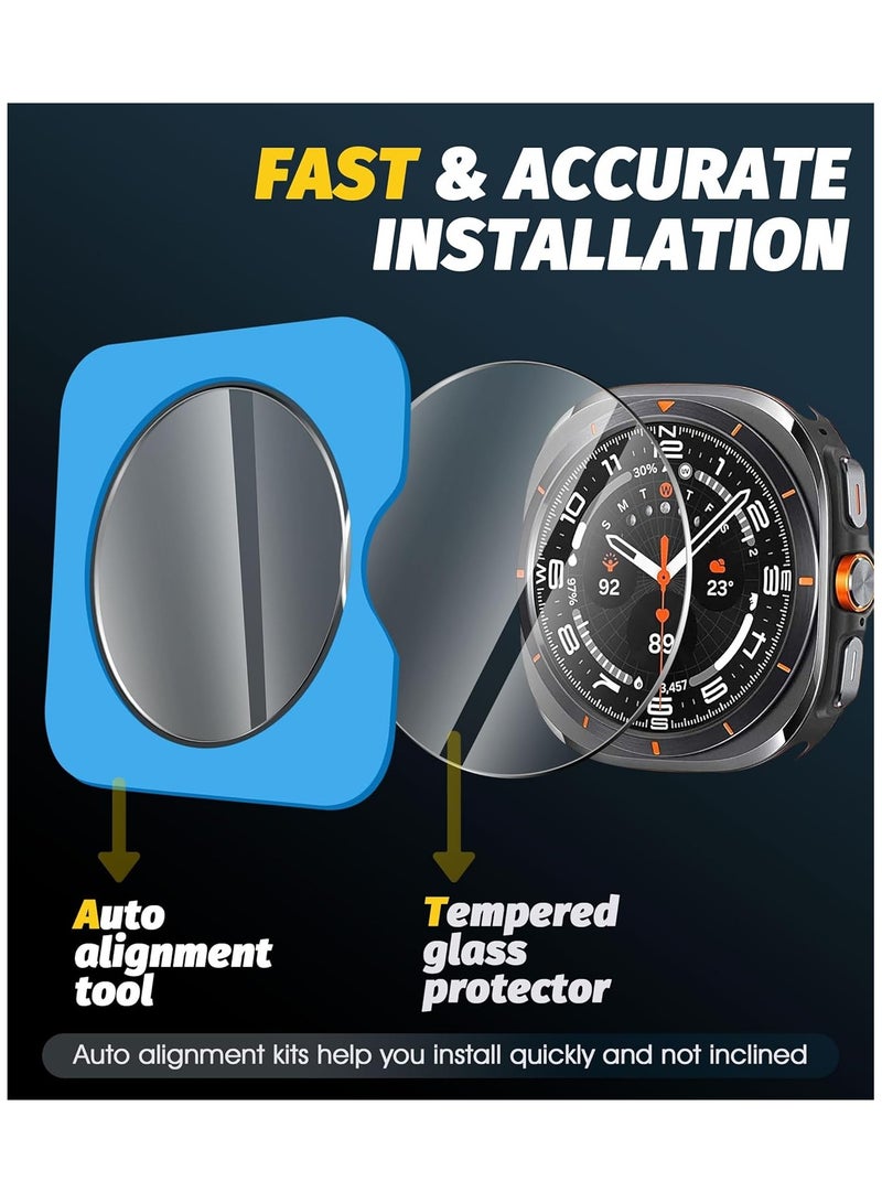 HablTech 3 Pack Screen Protector for Samsung Galaxy Watch 7 Ultra 47MM with Auto-alignment Installation kit,High Definition Anti-Scratch Bubble Free Clear Tempered Glass protective film - Image 3