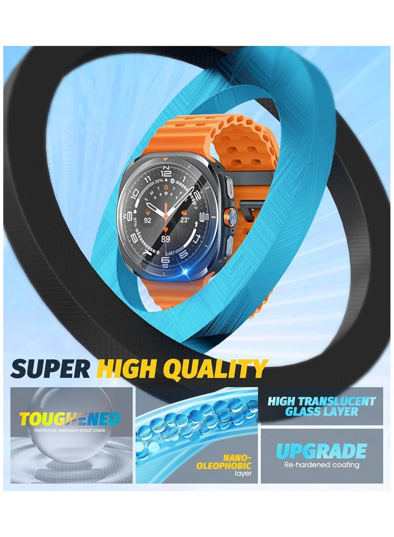 HablTech 3 Pack Screen Protector for Samsung Galaxy Watch 7 Ultra 47MM with Auto-alignment Installation kit,High Definition Anti-Scratch Bubble Free Clear Tempered Glass protective film - Image 5