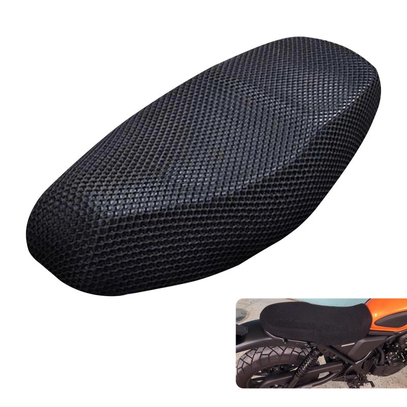 Hugwits Motorcycle Seat Cover 22 x 30 Breathable Honeycomb Mesh Seat Cushion Cover Full Cover AntiSlip Protector Cushion Universal Seat Protector for Motorcycle Scooter Moped Black - Image 3
