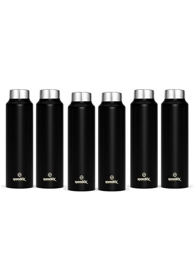 Speedex Stainless Steel Black Water Bottle 1 Litre with Screw Cap | Combo of 6 | Pack of 6 | Set of 6 | Leak Proof & BPA Free | Fridge Friendly for School, Office, Gym | For Men, Women, Kids - Image 1