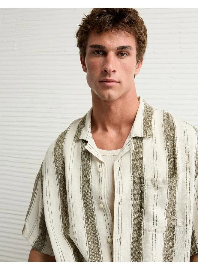 امريكان ايجل AE Textured Striped Button-Up Poolside Shirt