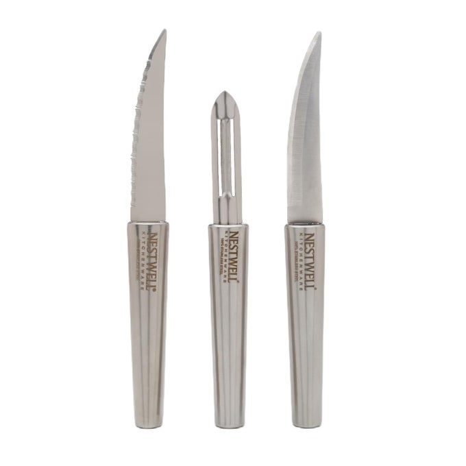 N293 PREMIUM STAINLESS STEEL 3 PIECE KNIFE SET PEELER LASER SLICING KNIFE STAINLESS STEEL HANDLE DESIGN 3PCS YOUR ULTIMATE KITCHEN COMPANION
