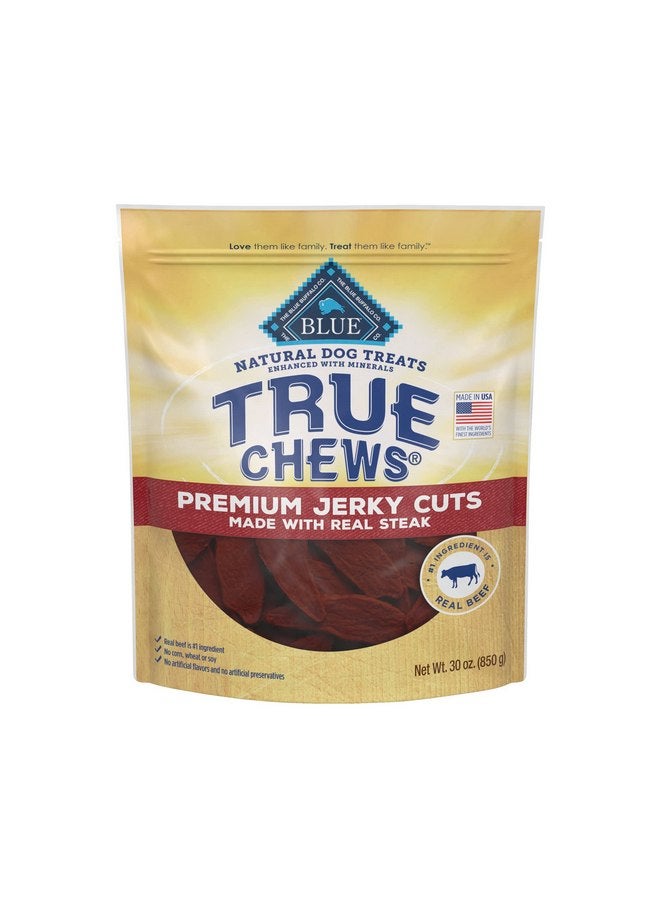 بلو بافلو Blue Buffalo True Chews Premium Jerky Cuts Dog Treats، صنع في الولايات المتحدة الأمريكية بمكونات طبيعية، لحم بقري، كيس 30 أونصة - Image 1