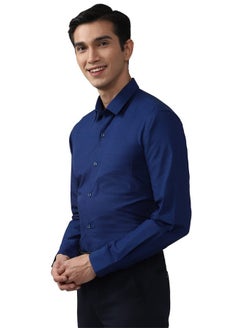 Peter England Peter England Men's Solid Regular Fit Shirt (PESFMNUBB98928_Navy 46)  - Image 2