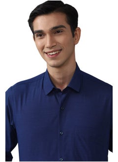 Peter England Peter England Men's Solid Regular Fit Shirt (PESFMNUBB98928_Navy 46)  - Image 4
