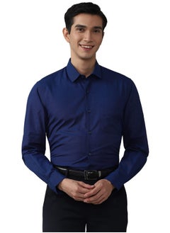 Peter England Peter England Men's Solid Regular Fit Shirt (PESFMNUBB98928_Navy 46)  - Image 1