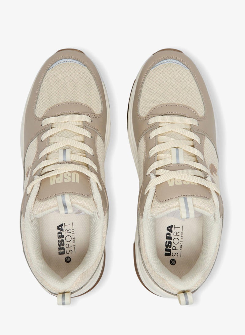 يو اس بولو اسن سنيكرز نسائي بيج كاجوال بقصة منخفضة بتصميم أنيق برباط ونعل مريح للاستخدام اليومي - Image 5