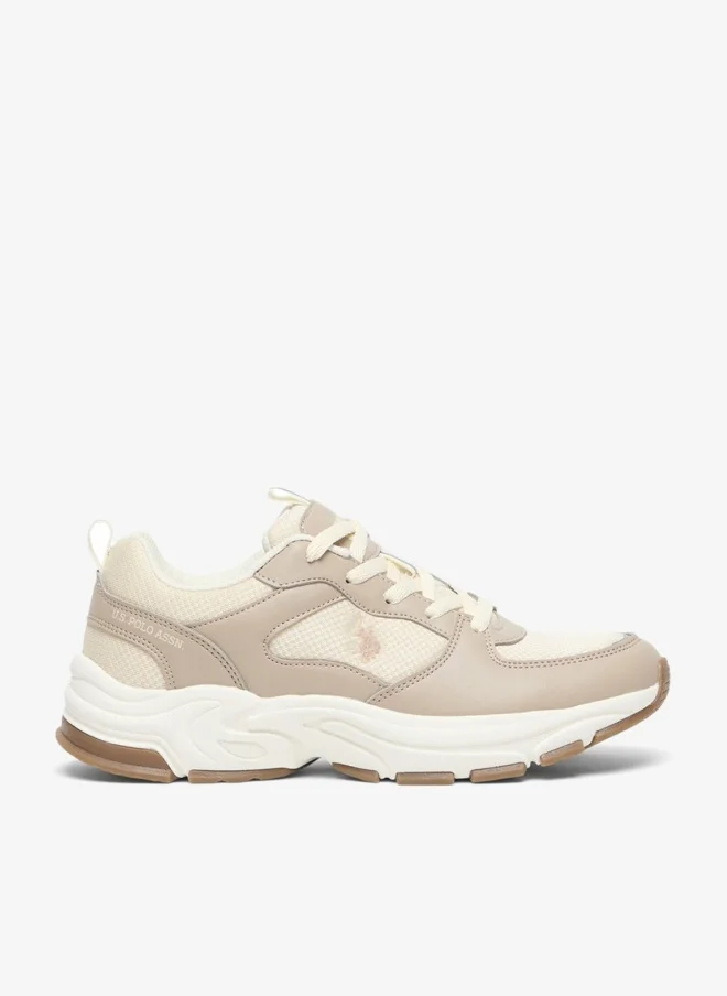 Women's Low-Top Beige Casual Sneakers - Lightweight Shoes Stylish Lace-Up Design Shoes with Comfort Cushioned Sole for Everyday Wear