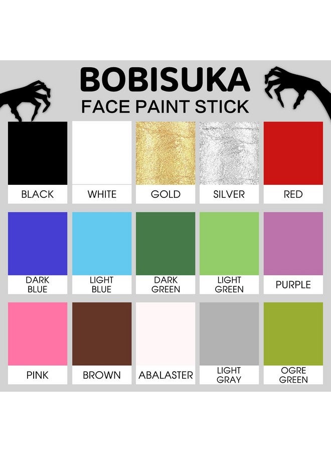 BOBISUKA Face Body White Paint Stick Clown Makeup Eye Black Sticks For Sports White Foundation Face Painting Kit For Halloween Skeleton Vampire Mime Skull Joker Special Effects Cosplay Sfx Costume - Image 4