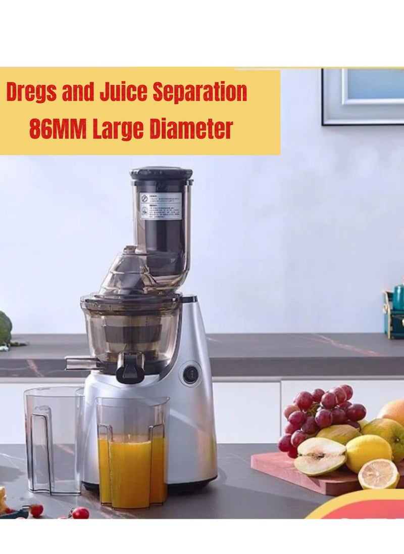 GearZone - Slow Masticating Juicer Extractor Easy to Clean, Cold Press Juicer Machines, Juice Extractor with Quiet Motor, Silver Color - Image 1