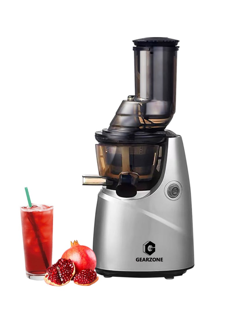 GearZone - Slow Masticating Juicer Extractor Easy to Clean, Cold Press Juicer Machines, Juice Extractor with Quiet Motor, Silver Color - Image 1