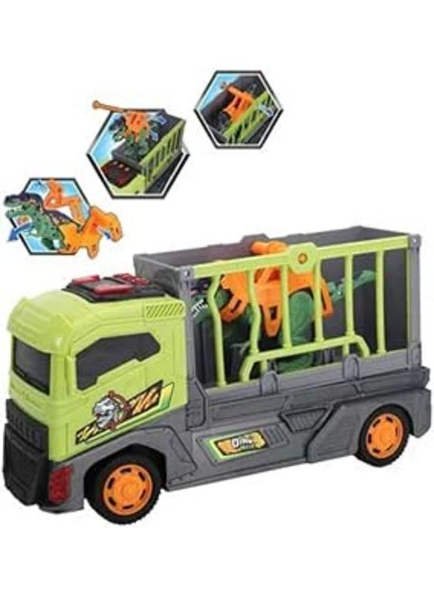 Dino Valley Dinosaur with Cage and Transport Car Shakes While Pressing It Makes Huge Sound Many Buttons All Hinges Movable - GTG TOYS