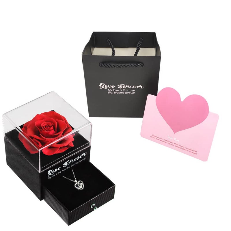 ZACENYU Preserved Real Rose with I Love You Necklace Gifts for Women Birthday Gifts for Women Mom Wife Her Friend Girlfriend Sister Valentines DayMothers Day  - Image 5