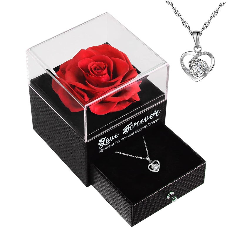ZACENYU Preserved Real Rose with I Love You Necklace Gifts for Women Birthday Gifts for Women Mom Wife Her Friend Girlfriend Sister Valentines DayMothers Day  - Image 1