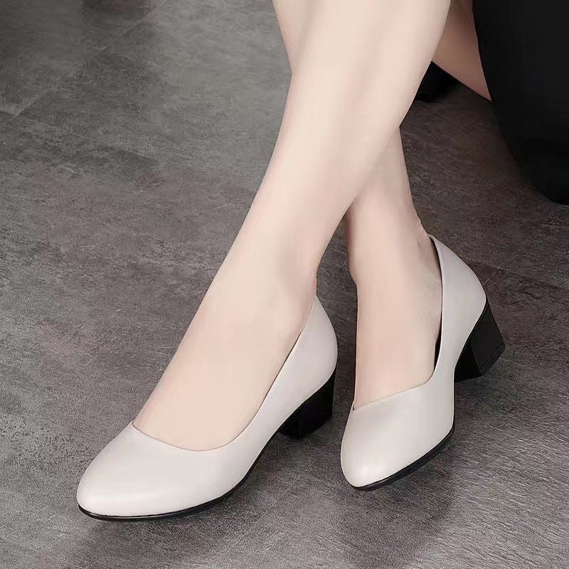 Soft Leather Soft Sole Work Shoes For Women Black Professional Interview Work Shoes Formal Heels Commuter Non-Slip Leather Shoes Women'S Flats - Image 1