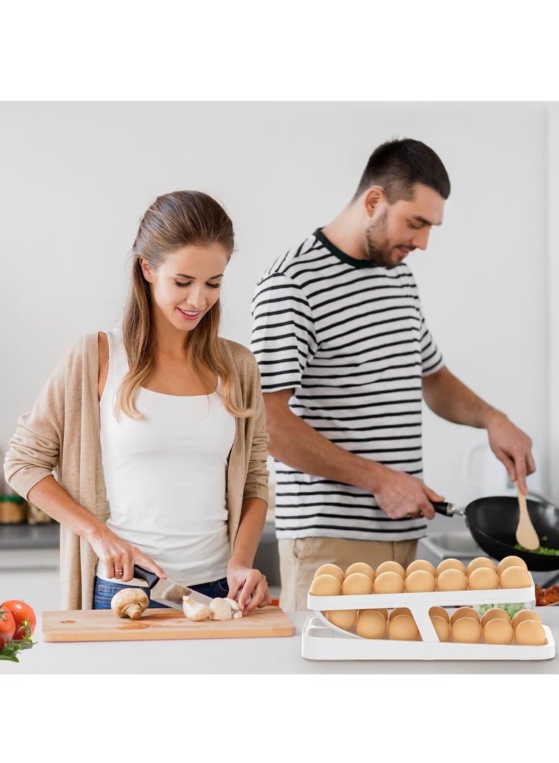 رونق "منظم بيض عملي ذو طبقتين بتصميم موفر للمساحة للثلاجة والمطبخ، يحافظ على البيض طازجًا ومنظمًا وسهل الوصول إليه، مثالي للمنزل العصري."_ منظم بيض ـ حامل بيض ـ مستلزمات منزلية ـ مستلزمات مطبخ أدوات المطبخ - Image 4