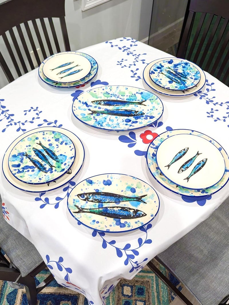 Portuguese Pottery Ceramic Dessert Plate Made in Portugal  Splash Sardines 1 - Image 3