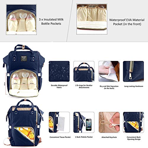 Crawl'in Maternity Travel New Diaper Bag Organizer Designer Large Mother Baby Backpack with Back Chain - Image 4