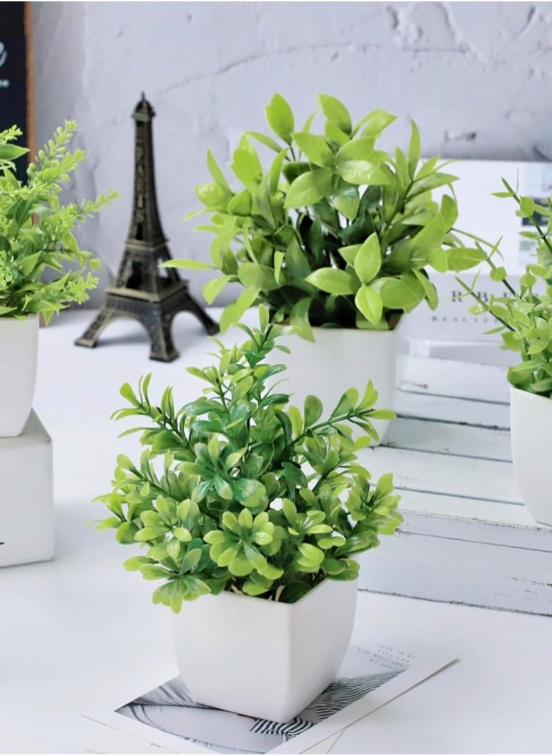 Generic 4 Pack Mini Fake Plants Small Potted Artificial Plants Plastic Plants for Home Bathroom Office Table Decoration  - Image 3