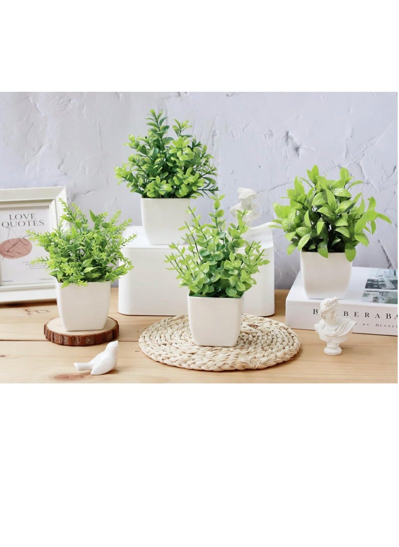 Generic 4 Pack Mini Fake Plants Small Potted Artificial Plants Plastic Plants for Home Bathroom Office Table Decoration  - Image 2