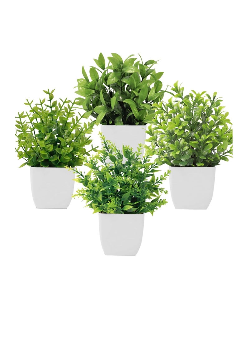 Generic 4 Pack Mini Fake Plants Small Potted Artificial Plants Plastic Plants for Home Bathroom Office Table Decoration  - Image 1