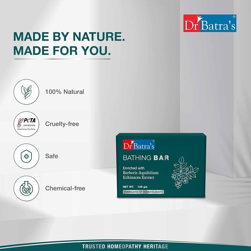 Dr Batra's Dr Batras Bathing Bar Enriched with Berberis and Aquifolium Soap for clean clear  luminous skin Protection from infectionsLonglasting moisturzing effect 125g Pack of 4 - Image 5