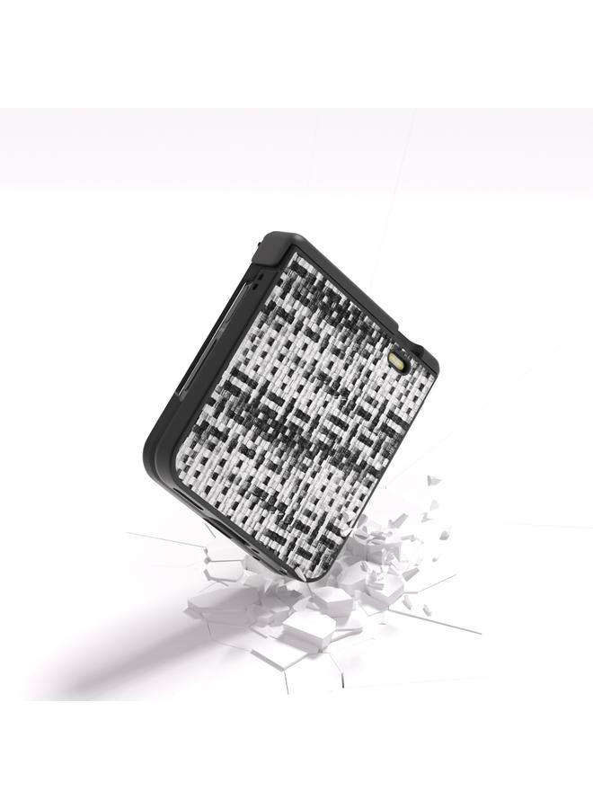 S-TOP Case For Honor Magic V Flip Three Parts Black Frame Color Lattice Texture PU Phone Case - Image 3