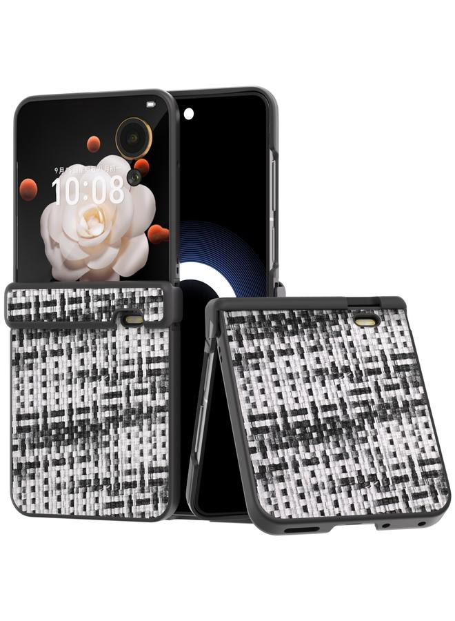 S-TOP Case For Honor Magic V Flip Three Parts Black Frame Color Lattice Texture PU Phone Case - Image 1