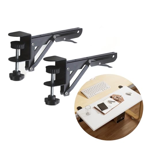 YOUSBEZY Under Desk Keyboard Tray Support Bracket Adjustable Desktop Extension Board Stand Clampon Keyboard Holder Arm Rest Tray Extension Plate Support Rack for Desk NO BoardTray 1 Set Style01 - Image 1