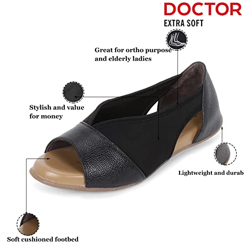 DOCTOR EXTRA SOFT Women's Sandals Ortho Care Orthopaedic Diabetic Daily Use Dr Sole Footwear Casual Stylish Chappals Slippers for Ladies & Girl's 2122Black-38 UK - Image 2