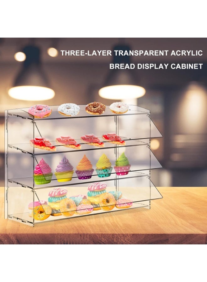 سلسا علبة عرض معجنات شفافة من الأكريليك بثلاث طبقات – 19x14x9 بوصة – خزانة عرض للمخبوزات مع رفوف قابلة للإزالة وملقط كيك للمقاهي والمخابز والحفلات - Image 5