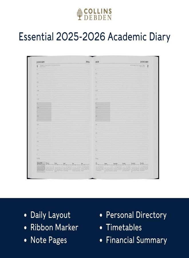 Collins 'Essentials' 12 Month Mid/Academic Year Planner, July 2025-July 2026 Day-to-Page Appointments Diary, A4 Hard Cover, Purple - Image 3