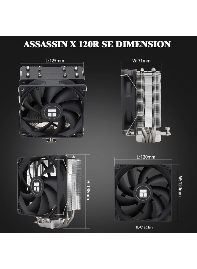 Thermalright Thermalright Assassin X120 Refined SE CPU Air Cooler,TL-C12C PWM Fan with 1550RPM, 148mm High CPU Cooling, 25.6DBa, for AM4/AM5/Intel LGA 1150/1151/1200/1700/1851 - Image 2