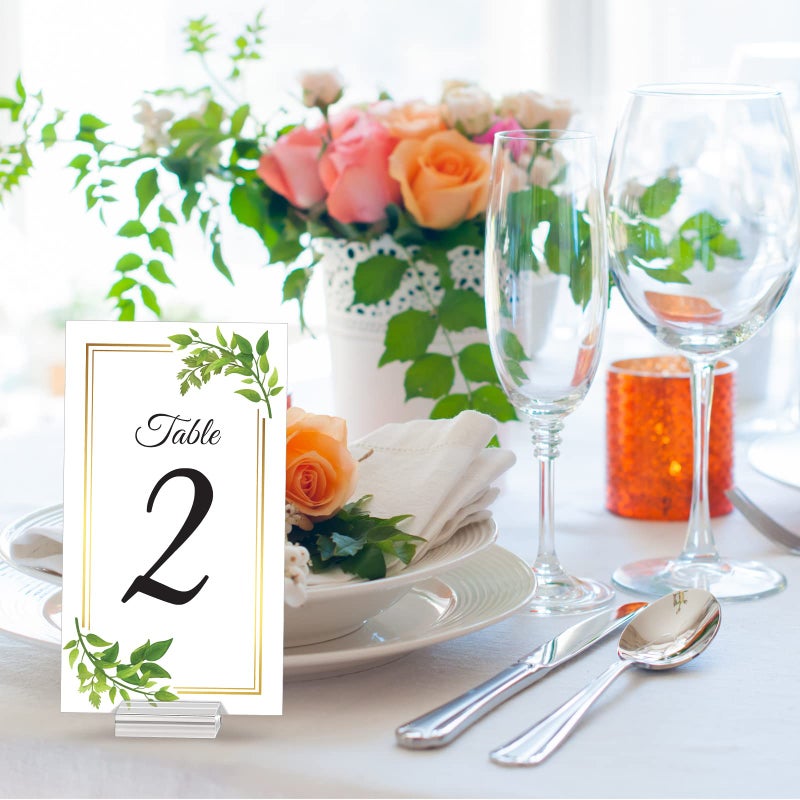 Yalikop Acrylic Place Card Holders 1.2 Inch Name Card Holder Stands Clear Table Number Stands Wedding Sign Holders Card Display Stand for Table Wedding Photos Office Menu Meeting (100 Pieces) - Image 2