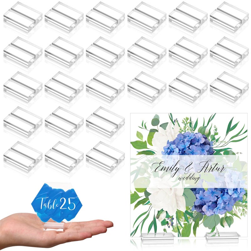 Yalikop Acrylic Place Card Holders 1.2 Inch Name Card Holder Stands Clear Table Number Stands Wedding Sign Holders Card Display Stand for Table Wedding Photos Office Menu Meeting (100 Pieces) - Image 1