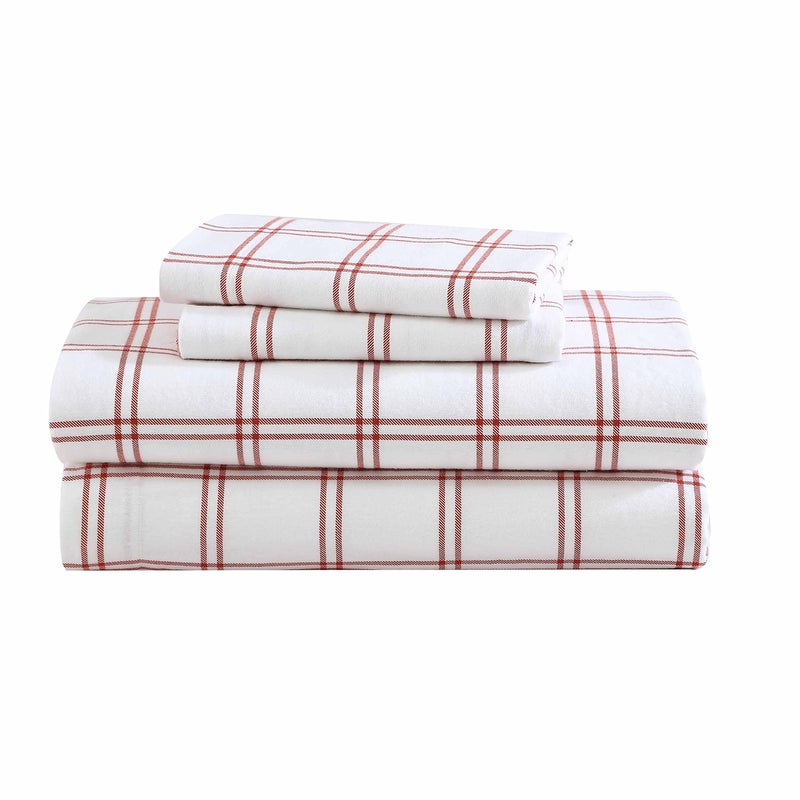 Eddie Bauer Flannel Sheets King Size AntiPilling Wrinkle Resistant Cotton Touchably Soft for AllSeason Comfort Bed Sheets with Matching Pillowcases Fitted Sheet Westridge Plaid Orange - Image 2