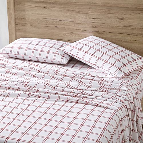 Eddie Bauer Flannel Sheets King Size AntiPilling Wrinkle Resistant Cotton Touchably Soft for AllSeason Comfort Bed Sheets with Matching Pillowcases Fitted Sheet Westridge Plaid Orange - Image 3