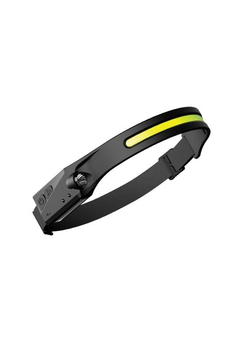 Headlamp, Rechargeable 230° Wide Beam LED Head Lamp, W/Motion Sensor 6 Modes for Mechanic, 350 Lumen Hardhat Flashlight Waterproof Headlight for Camping/Running/Hiking/Cycling