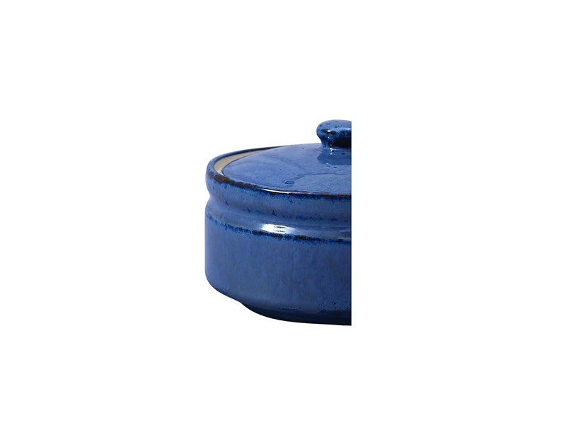 Caffeine Ceramic Handmade Blue Glossy Serving Donga with lid Set of 3 1 Large 1 Medium 1 Small - Image 5