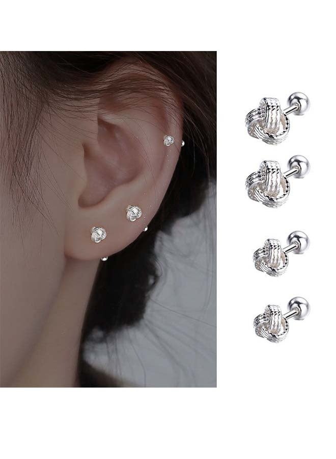 20g Heart-Shaped Earrings, 925 Sterling Silver, Simple Design, Lightweight And Mini, Suitable For Cartilage Piercings, With Tragus Screws And Ear Tips, Small And Exquisite, Minimalist Style, Suitable For Sensitive Ears. Size: 4*4mm Per Pair, 6*6mm Per Pair - Image 1