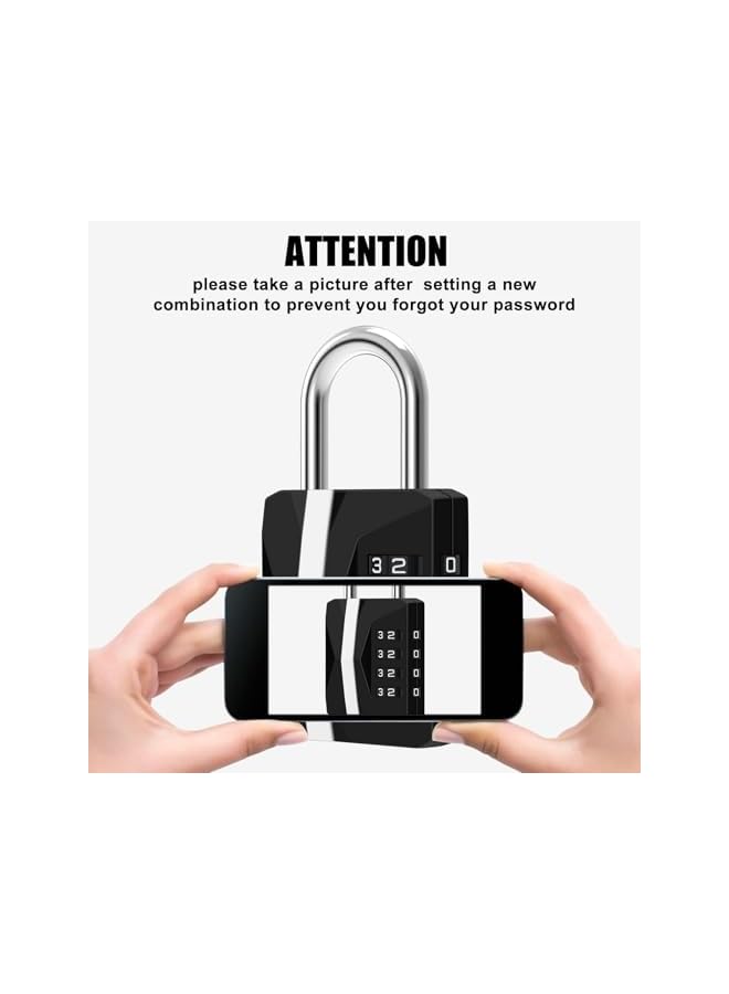 PROMASS Combination Padlock, Waterproof 1Pack Large Heavy Duty 4 Digit Padlock, Resettable Zinc Alloy High Security Password Lock Use for School Gym Locker, Shed, Gate, Fence, Hasp,Cabinet, Black - Image 5